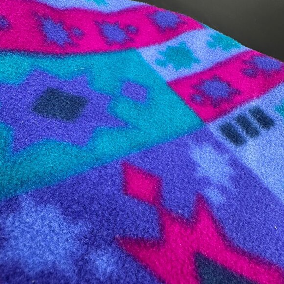 Vintage Winter Hat 90s Turtle Fur USA Fleece Purple Blue Retro Beanie Toboggan - Picture 8 of 10